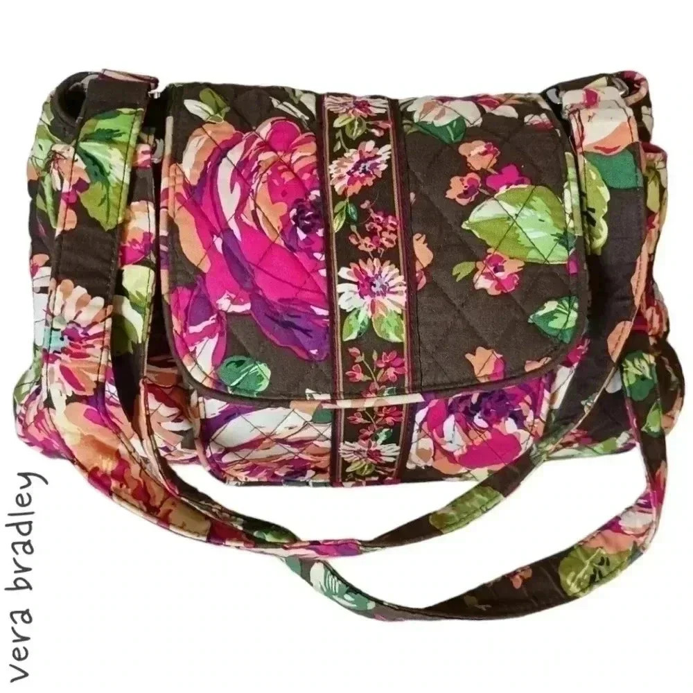 Vera bradley saddle bag english rose floral shoulder bag
